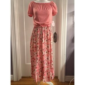 Paisley Lane Girls 2 Piece Set Pink‎ Shirt Floral Print Skirt Size 12 NWT